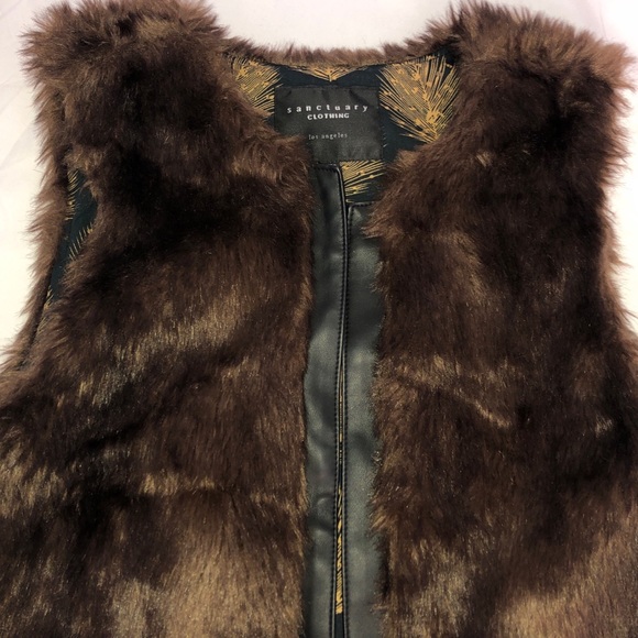 Anthropologie Sanctuary Faux Fur Brown Vest Medium - Picture 2 of 8
